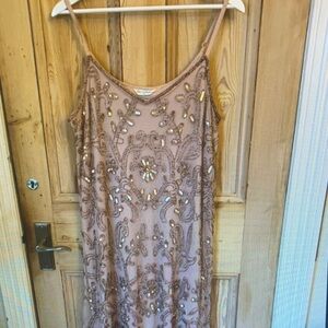 Miss Selfridge Embellished Mini Dress in Pink and Gold